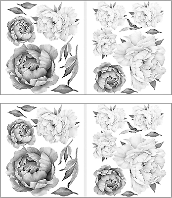 #ad #ad Wall Decals2Pcs Self Adhesive Wall StickersKitchen Peony Flowers Pattern Water $13.99