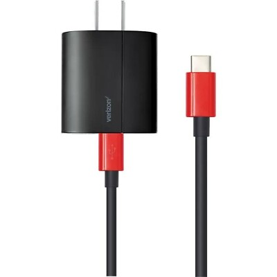 #ad Original Verizon Fast wall Charger amp; 6 Ft USB C Cable Black Red $13.95