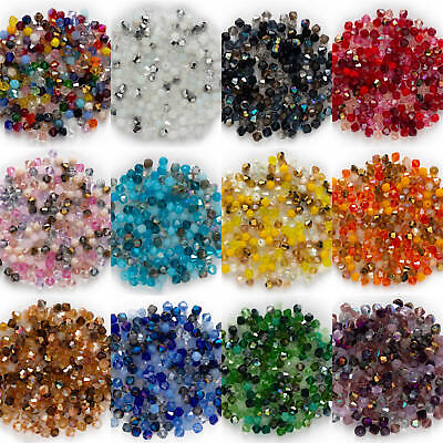 #ad #ad 200pcs Bicone Faceted crystal beads glass beads for jewelry making DIY 4mm $4.99