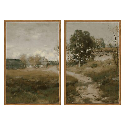 #ad Vintage Farmhouse Wall Art Framed nature painting canvas wall art for living... $77.91