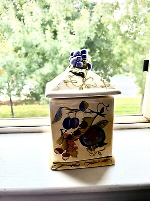 #ad Vintage Capriware Ceramic Canister Cookie Jar Grape Decor. Hand Painted. $34.99