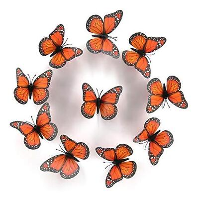 #ad Monarch Butterfly Wall Decals 3D Butterflies Wall Sticker Easter Basket Orange $19.98