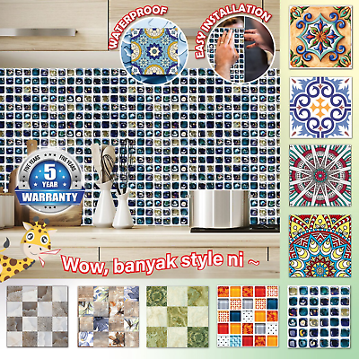#ad Tile Stickers for Kitchen Backsplash Bathroom Peel and stick $38.00