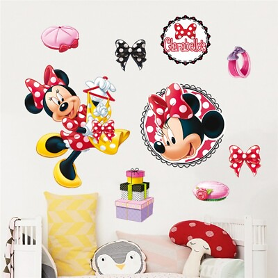 #ad 3D Cartoon Mickey Minnie Wall Stickers For Kids Room Bedroom Wall Decoration $8.82