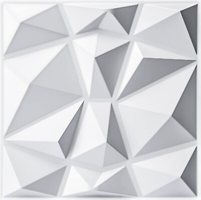 #ad Pack of 36 Decorative 3D Wall Panels in Diamond Design 11.8quot;x11.8quot; Matt White $59.99