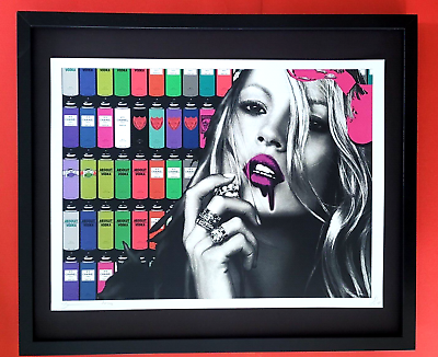 #ad #ad Death NYC Large Framed 16x20in Pop Art Certified Graffiti Kate Moss PaintSpray 2 $250.00