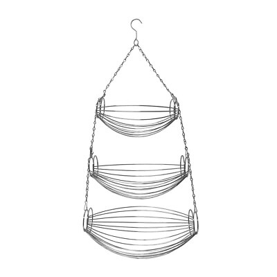 #ad #ad Fruit Basket 3 Tier Hanging Oval Kitchen Organizer Basket Chrome Wire Decor $15.65
