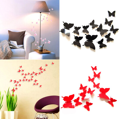 #ad #ad 12PCS 3D Butterfly LED Walls Stickers Glowing Bedroom Home Decor Night Light ⟡ $1.69
