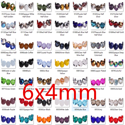 #ad #ad 50pcs 6x4mm DIY Spacer Beads Faceted Crystal Loose Bead Rondelle Glass Crafts C $1.95