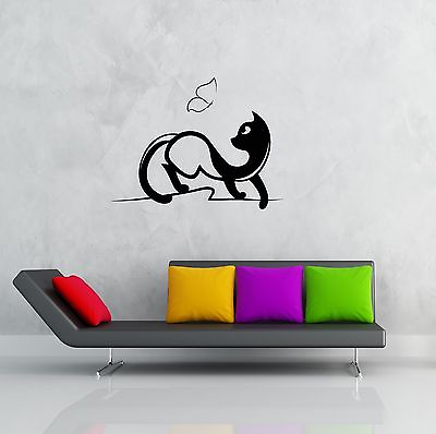 #ad Wall Stickers Vinyl Decal Cat And Butterfly for Bedroom z1227 $29.99