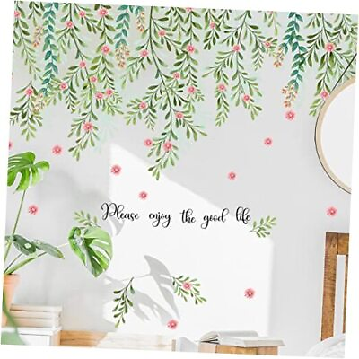 #ad #ad Hanging Vine Flower Wall Decals Green Plant Leaves Wall Stickers for Bedroom $24.61