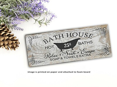 #ad Bathhouse Bathroom Sign Shelf Sitter Home Decor mdf Board Farmhouse Style b $12.50