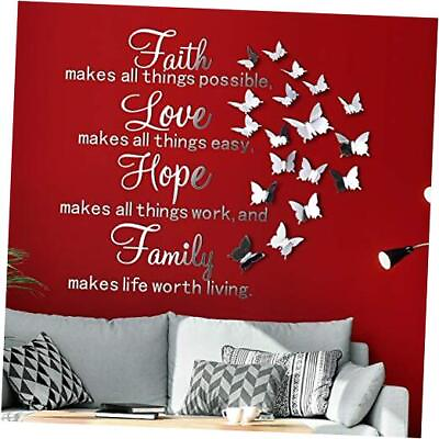 #ad 3D Acrylic Mirror Wall Decor Stickers Removable Butterfly Mirror Wall Silver $18.58