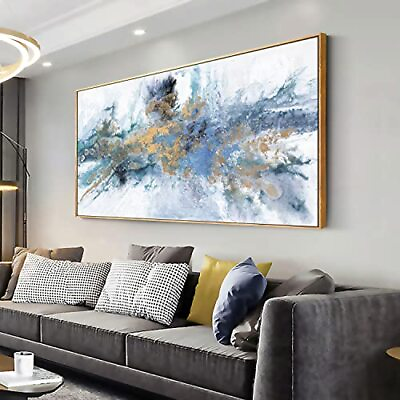 #ad #ad Abstract Wall Art For Living Room Large Size Framed Navy Blue Canvas Wall Art... $331.75