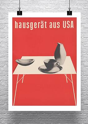 #ad MCM Mid Century Modern Home Decor Red Exhibition Poster Paper Giclee Print $55.03