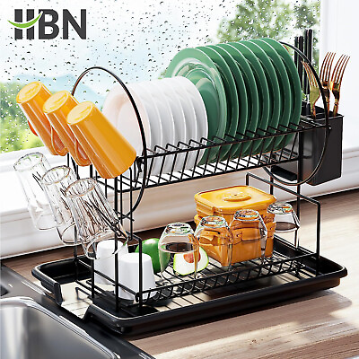 #ad #ad Dish Drying Rack 2 Tier Dish Racks for Kitchen Counter with Drainboard $21.84