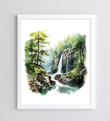 #ad Waterfall Scene Wall Art Print Landscape Wall Art Decor Print Nature Home Decor $9.99