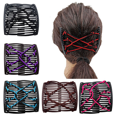 #ad Women Knot Double Comb Hair Clip Adjustable Hairpin Ponytail Holder Barrettes C C $3.60