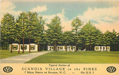 #ad Beals Raleigh North Carolina Scandia Village 1940s roadside Postcard 21 178 $8.96