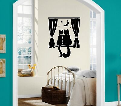 #ad #ad Wall Stickers Vinyl Decal Home Decor Cat Night Romance ig1370 $29.99