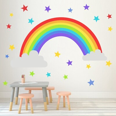 #ad Rainbow Star Vinyl Wall Stickers Kids Room Bedroom Playroom Decals Home Sti ;z $5.25
