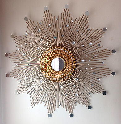 Unique Handmade Gold 30quot; Glam Sunburst Mirror Starburst mirror Jeweled Mirror $99.00