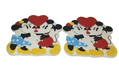 #ad Vtg Disney Mickey amp; Minnie Ceramic Trivet Kitchen Decor Set Of 2 Treasure Crafts $24.95