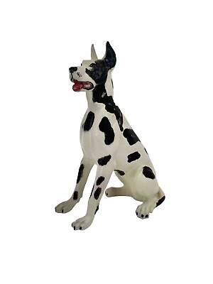 #ad #ad Dog Figurine Porcelain Great Dane Hand Painted Statue Signed Vintage Decor $540.00