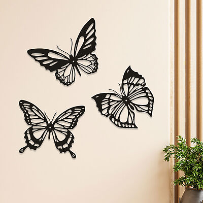 #ad 3Pcs Metal Butterfly Wall Decor Butterfly Wall Art Sculpture Hangings Decoration $18.49