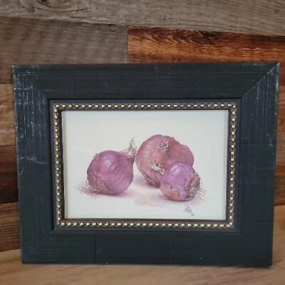#ad Julia Crainer Painting Red Onions Signed Wall Art Kitchen Decor Crown Fine Arts $29.86