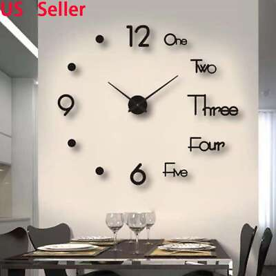 #ad 3D Modern DIY Wall Clock Mirror Creative Removable Art Decal Sticker Home Decor $7.99
