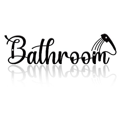 #ad #ad Bathroom Wall Art Bathroom Decor Wall Art 12inch Black Farmhouse Bathroom Dec... $17.15