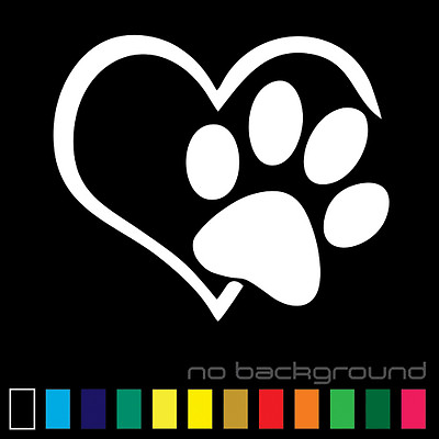 Heart Paw Sticker Vinyl Decal Dog Cat Pet Puppy Love Wall Decor Car Window $3.50