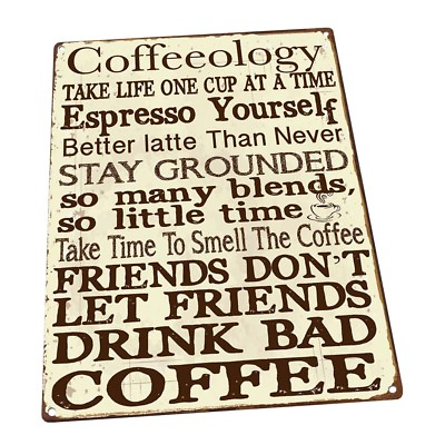 #ad Coffeeology Metal Sign; Wall Decor for Kitchen and Dinning Room $109.99