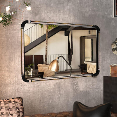#ad Rustic Industrial Rectangular Wall Decor Mirror HD Float Glass Vanity Mirror US $82.93