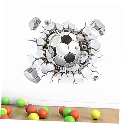 #ad Football Broken Wall Decals 3D Football Wall Stickers Peel and Stick Removable $27.21