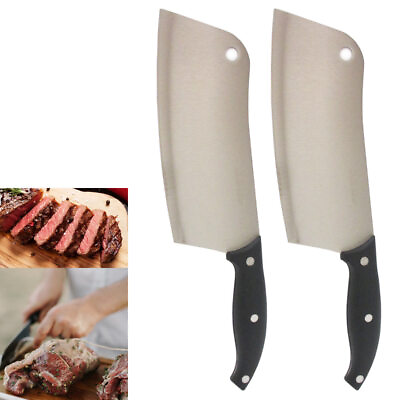 #ad 2 Pack 7quot; Cleaver Knife Stainless Steel Meat Butcher Professional Chef Kitchen $12.05