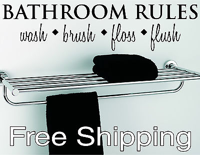#ad BATHROOM RULES wall vinyl sticker home decor inspirational art FREE SHIPPING $18.95