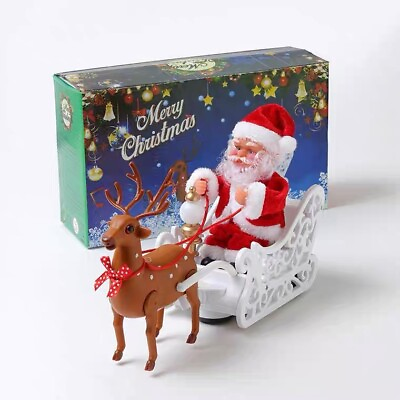 #ad #ad Electric Led Elk Santa Claus Singingamp;Moving Sleigh Reindeer Toy Christmas Decor $20.88