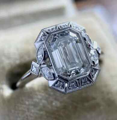#ad Art Deco Vintage Style 3Ct Lab Created Diamond Engagement Sterling Silver Ring $114.00
