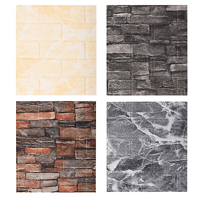 #ad 10pc 3D Foam Brick Stone Wall Panels Marbing Wallpaper Self Adhesive Waterproof $13.98