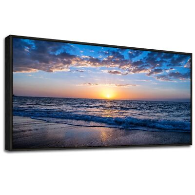 #ad Sea Beach Framed Canvas Wall Art For Living Room Large Size Wall Decor For Be... $103.78