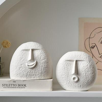 #ad #ad Flower Vase Facial Ceramic Modern Free Stand White Medium Home Decor Solid Round $20.99