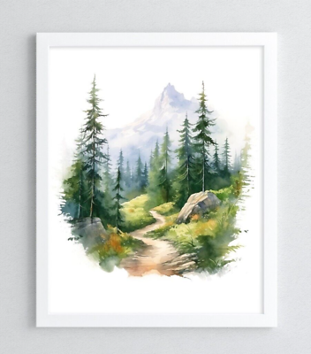 #ad #ad Landscape Wall Art Print Forest Mountains Wall Art Decor Print Home Decor $9.99