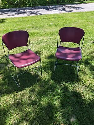 #ad KI Perry Stackable Chairs Red Mid Century Modern $67.34