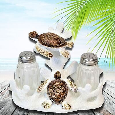 #ad Nautical Sea Turtle Salt and Pepper Shakers Beach Decor for Coastal Kitchen $20.25