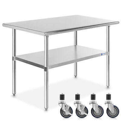#ad Stainless Steel Commercial Kitchen Work Food Prep Table w 4 Casters 30quot; x 48quot; $246.99