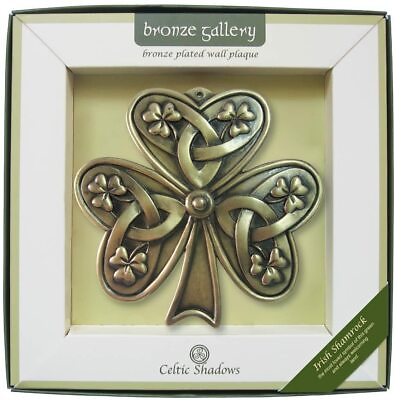 Irish Shamrock Wall Plaque Bronze Plated Celtic Knotwork Design Home Decor 6″x6″ $29.90