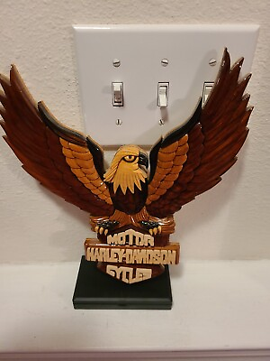 #ad Harley Davidson Motorcycle Wooden Eagle Wall Hanging 11 1 2quot; High x 10quot; Wide $80.00
