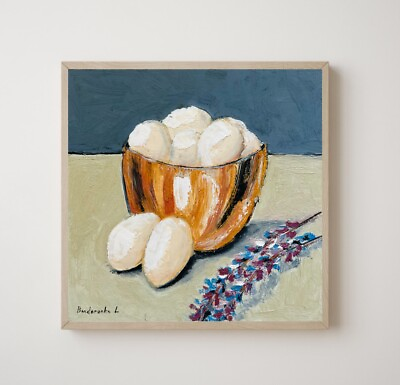 #ad #ad Eggs Painting Still Life Art Kitchen Original Painting Culinary Art $38.00